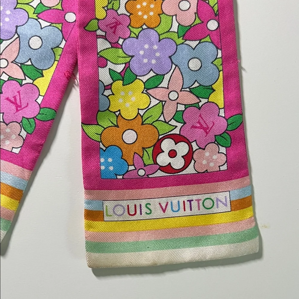 Authentic Vintage Louis Vuitton Murakami Multicolor Silk BB Bandeau - Picture 4 of 5